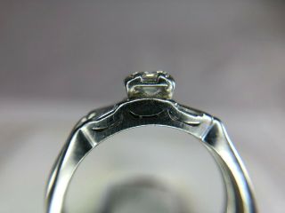 Vintage 14k White Gold Emerald Cut Diamond Baguette Diamond Engagement Ring 1/2 5