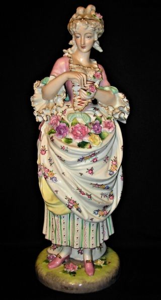 Antique Dresden Germany Porcelain Victorian Lady - Circa 1880 