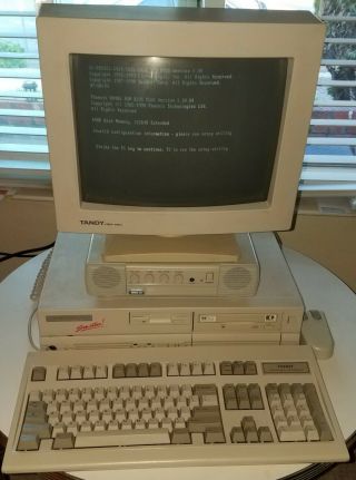Rare Tandy Sensation 486sx Computer W/oem Tandy Keyboard Mms10 Vgm - 460 Monitor