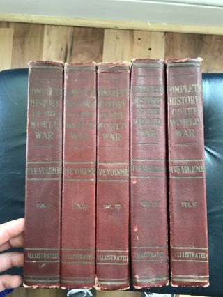 Vintage 1919 Rare A Complete History Of The World (great) War 5 Book Set Ww1 Wwi