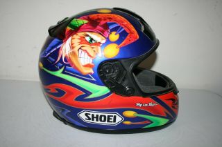 Vintage Shoei Rf - 900 Motorcycle Helmet Joker Jester Troy Lee Designs Size L Blue