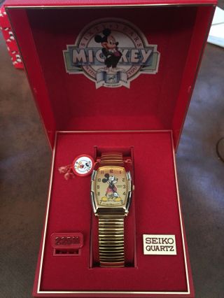 Seiko Mickey Mouse Quartz 60th Anniversary Wristwatch Box & Paperwork