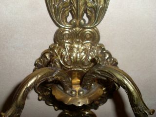 Vintage Antique PAIR Spanish Brass Wall Sconces Crystal Prisms Crystal 5