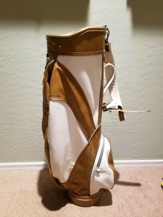 Vintage Macgregor Brown And White Vinyl Cart Style Golf Bag