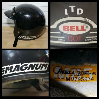 Vtg Bell Black Magnum Ltd Helmet 7 1/8 W/ Visor Snell Motorcycle Usa