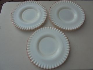 Set Of 3 Vintage Fenton Glass Rose Crest Large Plates Or Chargers 11 3/4 "