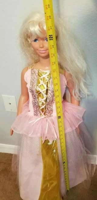 Vintage 1992 Mattel My Size Barbie Doll 3 Feet Tall pink & gold dress blond hair 5