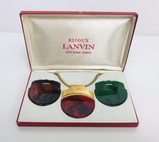Vintage 70s Bijoux Lanvin Lucite Interchangeable Pendant Necklace Box