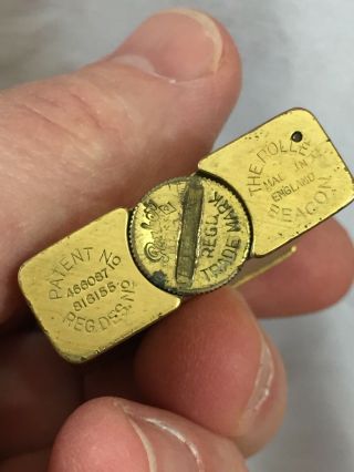 Vintage PARKER BEACON - The ROLLER Pocket Lighter - Gold Plated 3