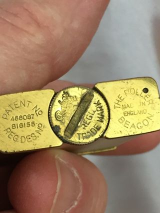 Vintage PARKER BEACON - The ROLLER Pocket Lighter - Gold Plated 4