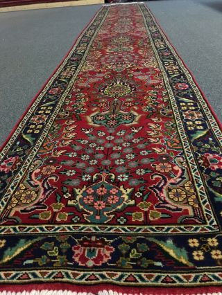 On Hand Knotted Persian Rug Runner Floral Carpet,  2’9”x16’9” 3266 6