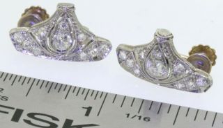 Antique Platinum 1.  28CT VS1/G diamond screw back earrings 6
