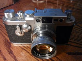 Vintage Leica Iiig With Summicron 50mm F2 Collapsible Lens And Case.