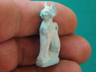 Rare Ancient Egyptian Blue Cat Amulet 300 Bc