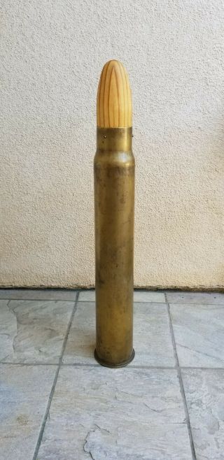 Wwii Vintage 3 Inch 50 Cal.  Inert Brass Shell Case - Mk 3 Mod 3 – Usn Dated 1942