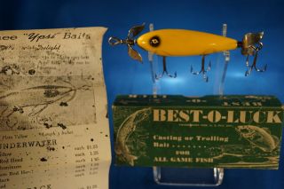 Vintage A.  H.  Kaufman & Co.  Best - O - Luck Lure No.  910 Y Spl With Paper