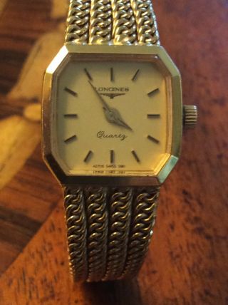 Vintage Swiss Longines Quartz Gold - Plated Ladies Watch With Battery