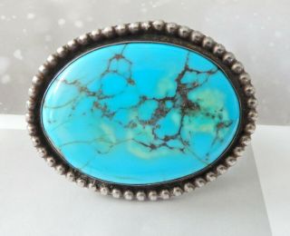 Huge Vintage Southwest Native American Sterling Silver Turquoise Ring S 10 2