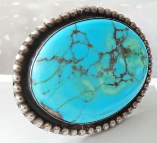 Huge Vintage Southwest Native American Sterling Silver Turquoise Ring S 10 3