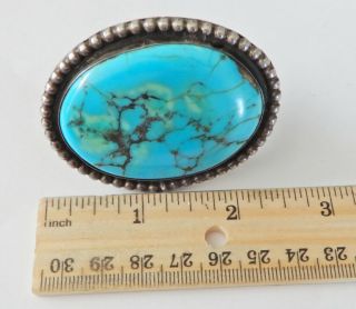 Huge Vintage Southwest Native American Sterling Silver Turquoise Ring S 10 8