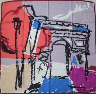 Rare Collectible 1960s Courreges Paris Made In Italy Silk Twill Scarf Vintage