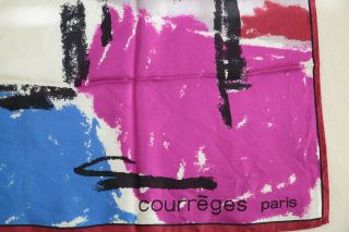 Rare Collectible 1960s Courreges Paris Made in Italy silk twill scarf vintage 7