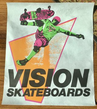 Vintage Early To Mid 80s Vision Skateboards Banner