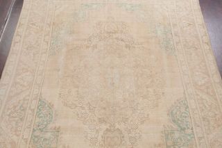 10x13 Antique MUTED Distressed Oriental Area Rug PALE PEACH Hand - Knotted Wool 3