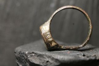 Rare Ancient Medieval Bronze Stone Ring,  Authentic Atifact,  13 - 16th Century AD. 4