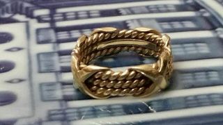 18 K Tiffany & Co.  Jean Schlumberger Gold 3 Rope X Ring Vtg Size US 5 10