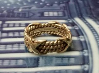 18 K Tiffany & Co.  Jean Schlumberger Gold 3 Rope X Ring Vtg Size US 5 2