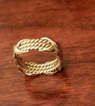18 K Tiffany & Co.  Jean Schlumberger Gold 3 Rope X Ring Vtg Size US 5 3
