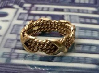 18 K Tiffany & Co.  Jean Schlumberger Gold 3 Rope X Ring Vtg Size US 5 5