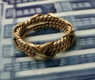 18 K Tiffany & Co.  Jean Schlumberger Gold 3 Rope X Ring Vtg Size US 5 9