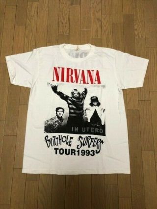 Vintage Nirvana 1993 In Utero Tour T - Shirt With Butthole Surfers Size M