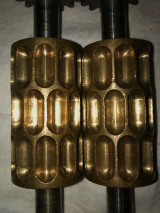 Antique Thomas Mills & Bro Large Pill Pattern Brass Candy Drop Rollers 3