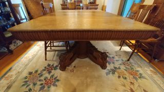 Winged Griffin Dining Table Quartersawn Oak