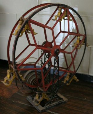 RARE 1890 ' s Hubley Cast Iron & Tin Wind - up Ferris Wheel 4