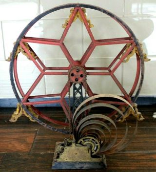 RARE 1890 ' s Hubley Cast Iron & Tin Wind - up Ferris Wheel 6