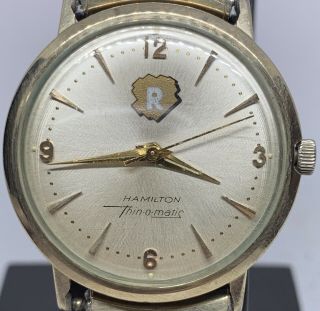 Vintage 10k Gold Filled Swiss Made Hamilton Thin - o - matic Automatic Watch 2