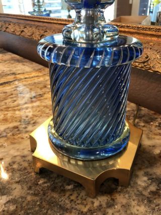 RARE Pair VINTAGE MURANO Blue Venetian GLASS LAMPS MARBRO,  43 1/2 Tall 20 Lbs Ea 8