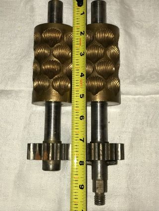 Antique Thomas Mills & Bro Seashell Pattern Brass Candy Drop Rollers 9