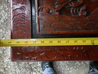 Vintage Carved DRAGON Oriental Asian Trunk Wood Blanket Storage Chest Table 4