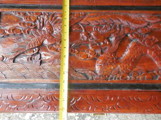 Vintage Carved DRAGON Oriental Asian Trunk Wood Blanket Storage Chest Table 5