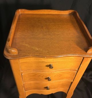 Vintage Solid Wood End Table Nightstand Telephone Stand Drawers Children ' s Chest 2