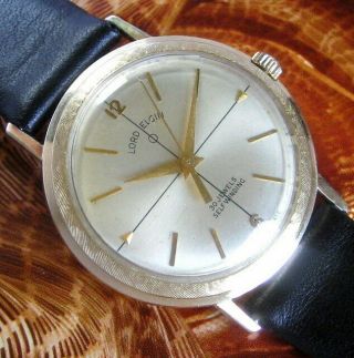 Mens 1963 Lord Elgin 30 Jewel Automatic 14k Solid Gold Durabalance Usa Watch A,