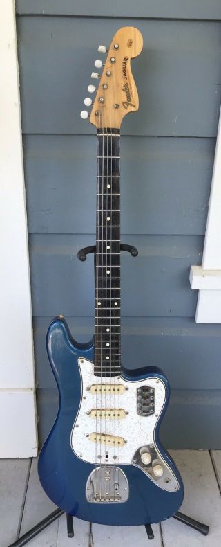 Vintage 1960s - 70s Vietnam Serviceman Fender Jaguar Electric Guitar Aqua Blue