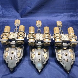 14.  5” Tall Antique Riddle Co.  Wall Sconces Rare Set Of 3 Three 77a