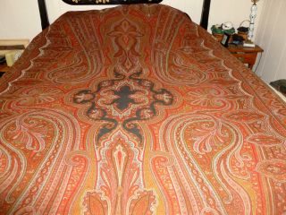 Antique Vintage Paisley Wool Cotton Blend Textile Table Bed Piano Cover59 X 124