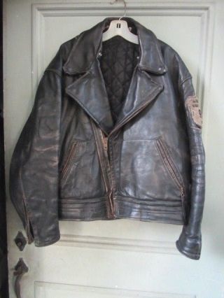 Very Rare 1940s 50s Vtg Horsehide Motorcycle Club Jacket Classic Rockabilly Nr
